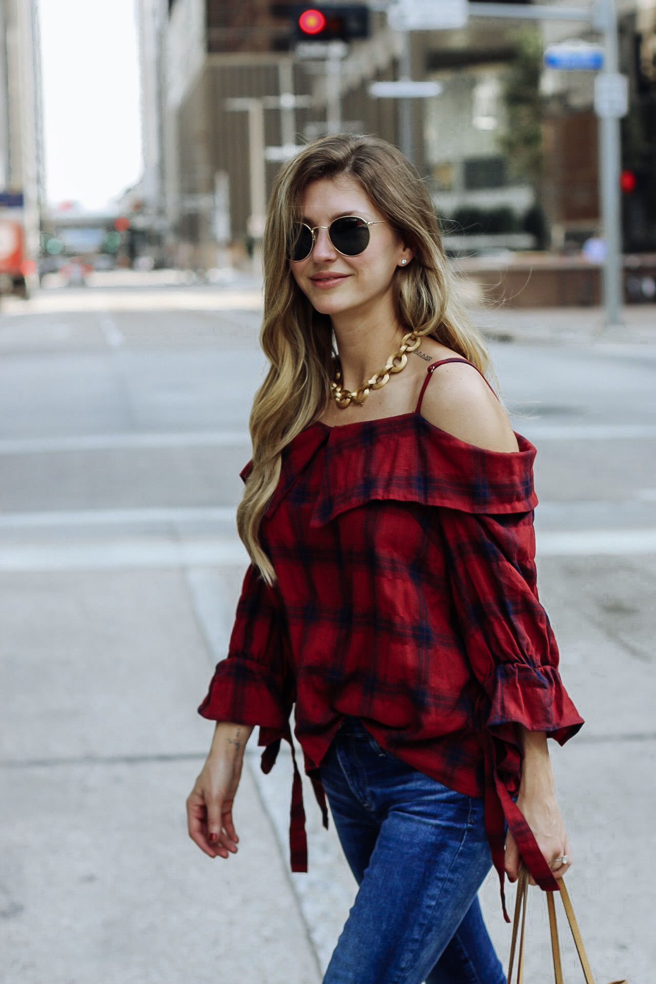 An off the shoulder staple piece in AshLee Frazier's closet.